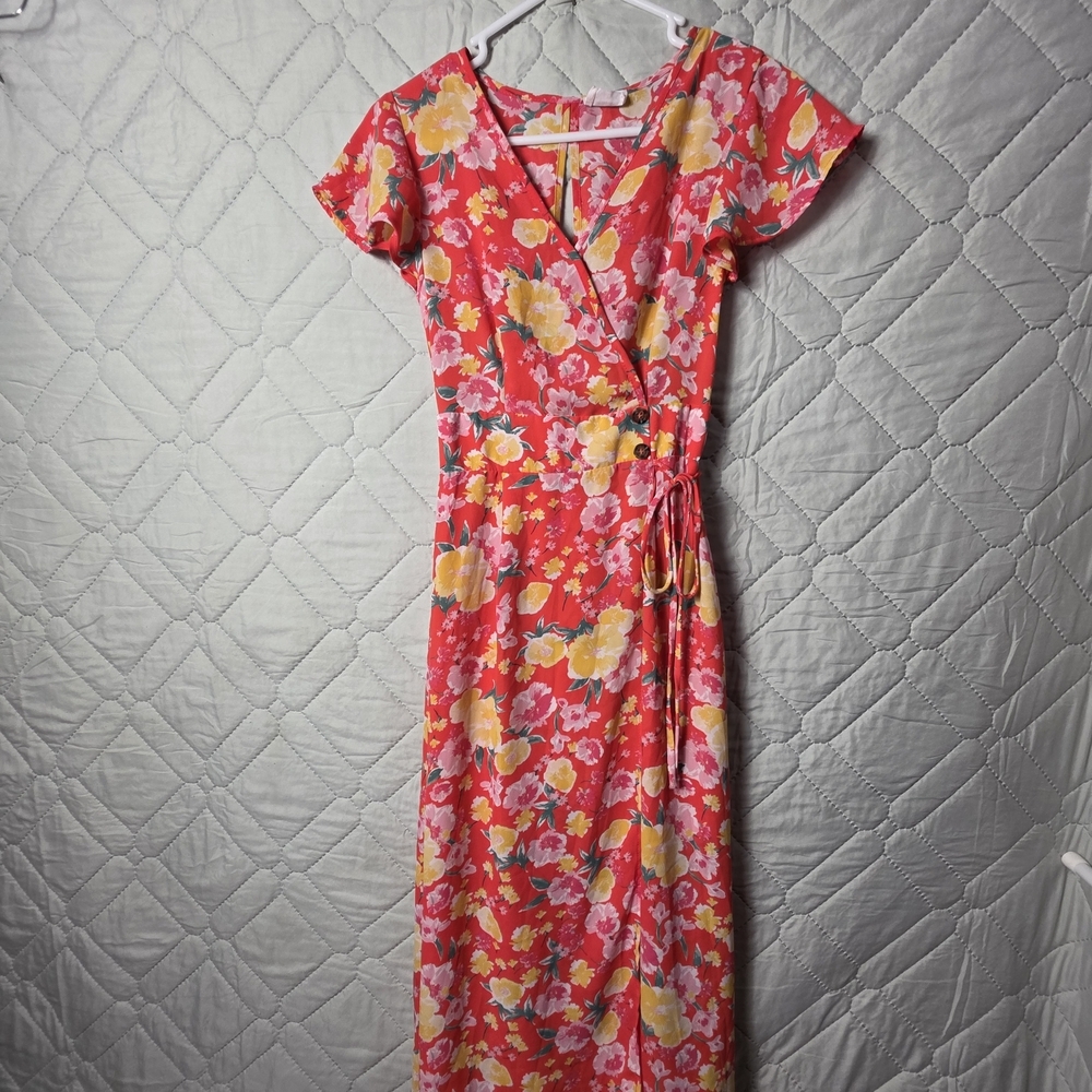 Sienna Sky Orange Size XS
 Floral Short Sleeve Dress midi
Lightweight fabric - Picture 4 of 11